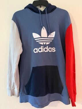 adidas Blue Navy Red Colorblock Trefoil Hoodie